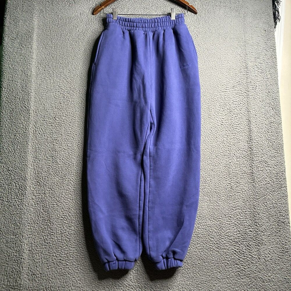 COMFRT Women's Solid Purple Sweatpants Pants Size M Regular Elastic Waist